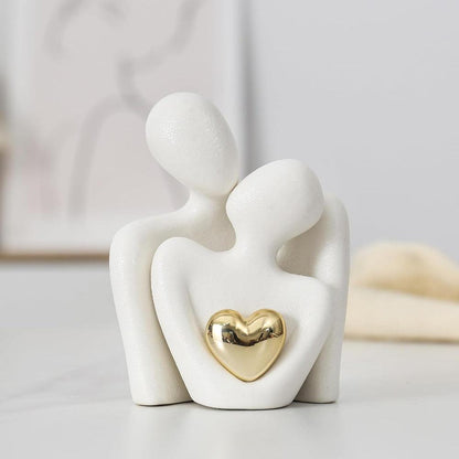 Abstract Gold Heart Sculpture for Home Decor and Living Room Accent