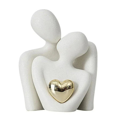 Abstract Gold Heart Sculpture for Home Decor and Living Room Accent