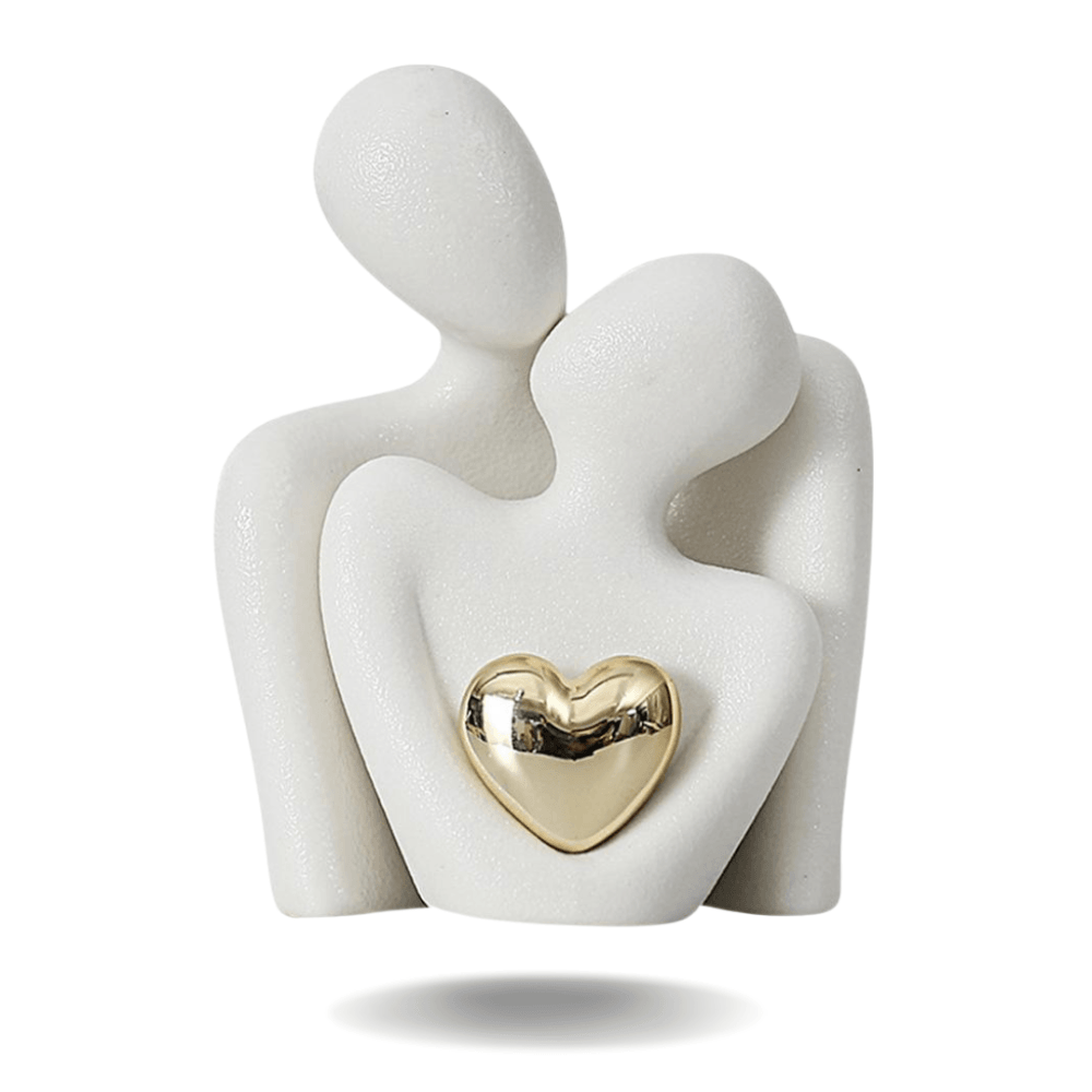 Abstract Gold Heart Sculpture for Home Decor and Living Room Accent