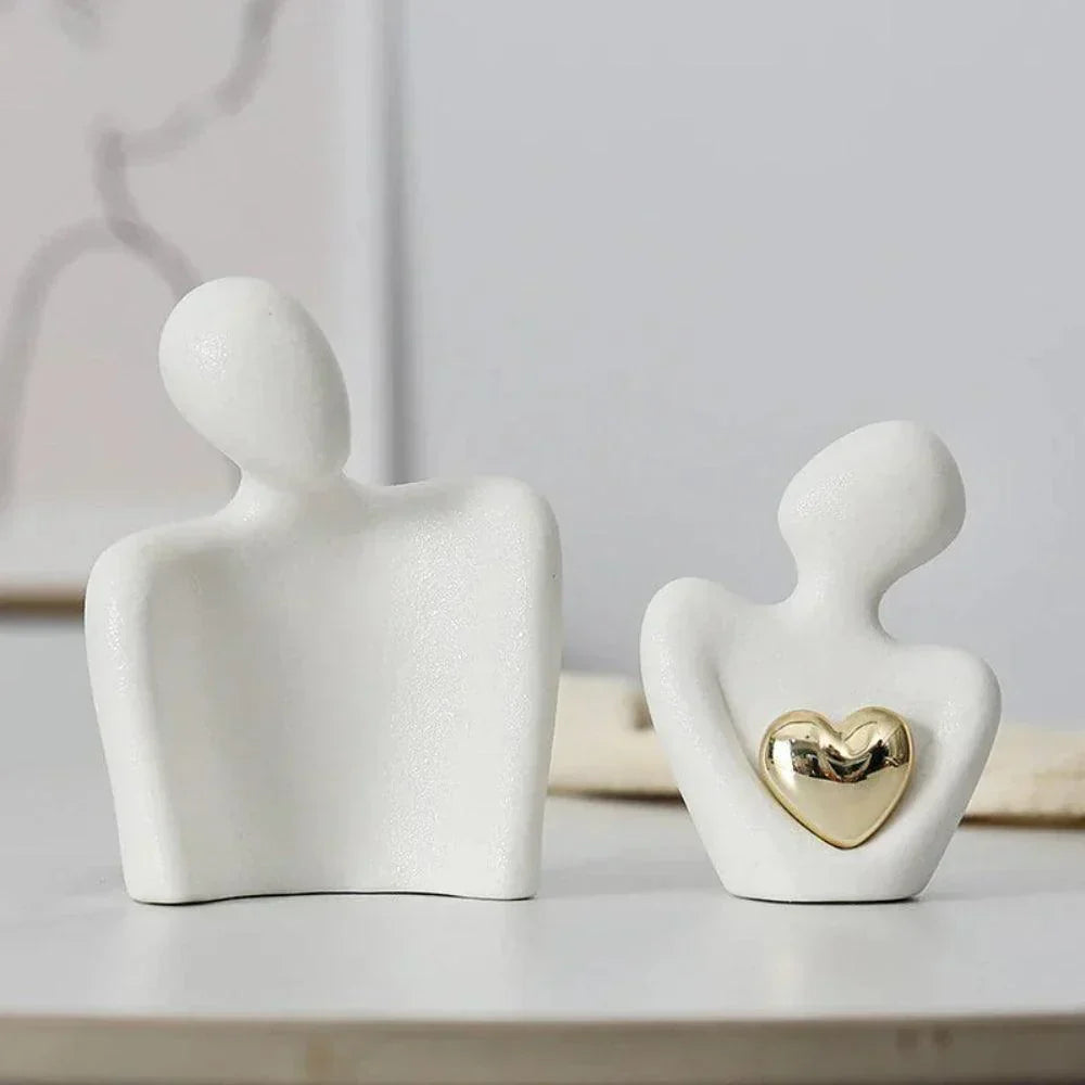 Abstract Gold Heart Sculpture for Home Decor and Living Room Accent