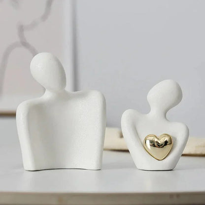 Abstract Gold Heart Sculpture for Home Decor and Living Room Accent