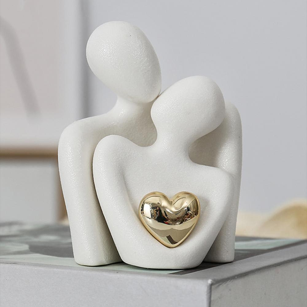 Abstract Gold Heart Sculpture for Home Decor and Living Room Accent