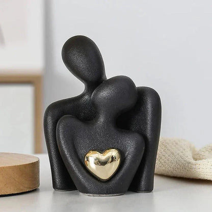 Abstract Gold Heart Sculpture for Home Decor and Living Room Accent