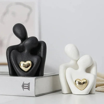 Abstract Gold Heart Sculpture for Home Decor and Living Room Accent
