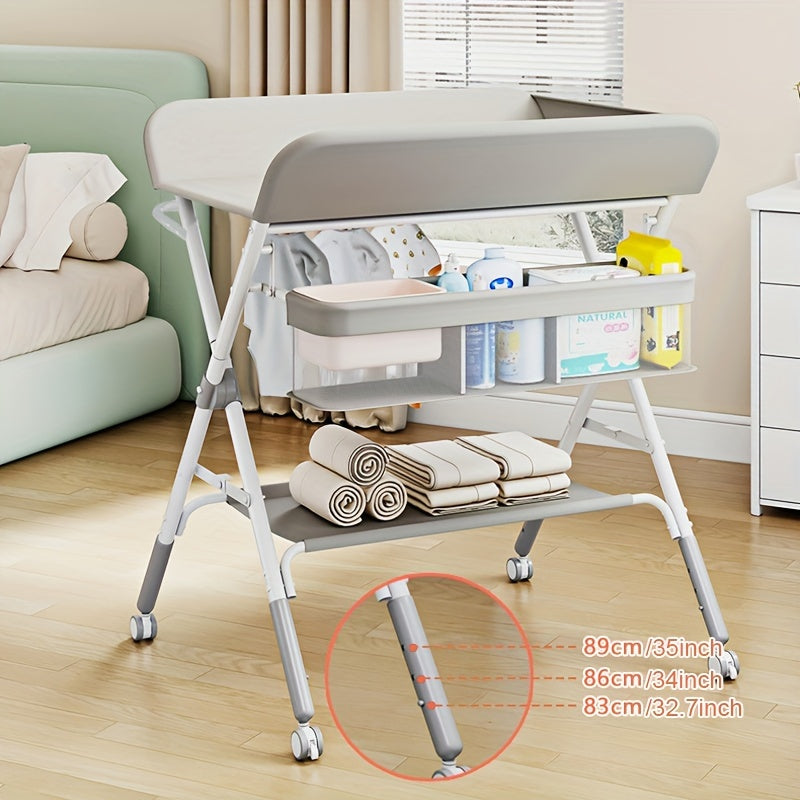 Adjustable Baby Changing Table Portable Folding Storage Station