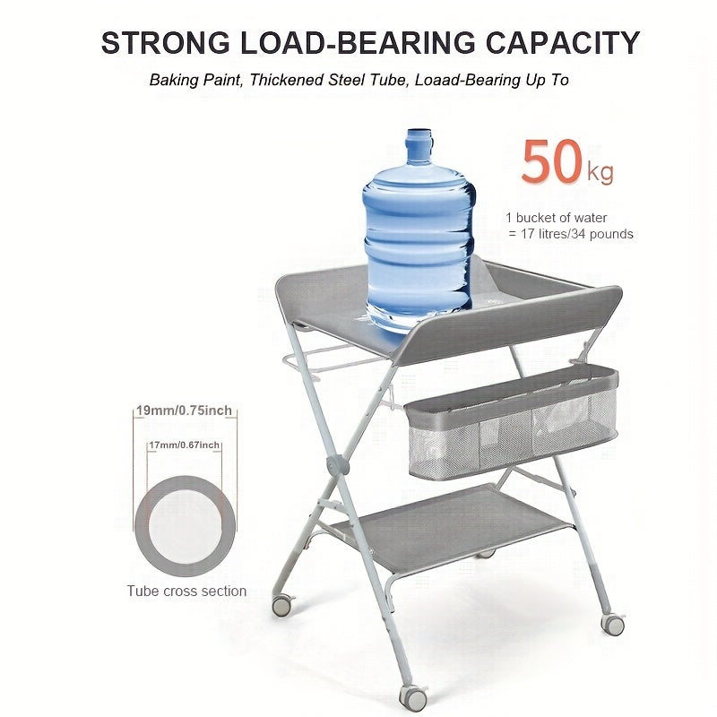 Adjustable Baby Changing Table Portable Folding Storage Station