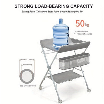 Adjustable Baby Changing Table Portable Folding Storage Station