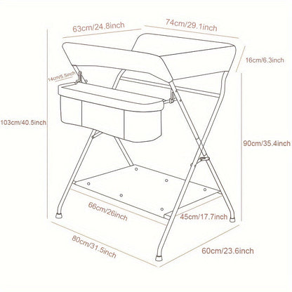 Adjustable Baby Changing Table Portable Folding Storage Station