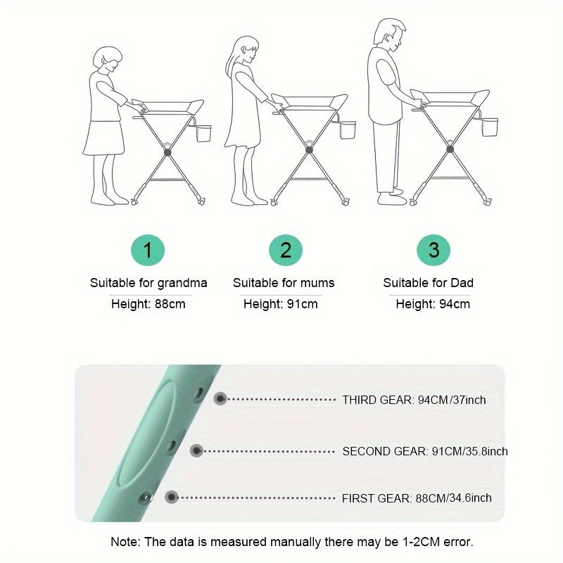 Adjustable Baby Changing Table Portable Folding Storage Station