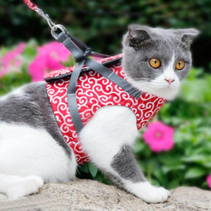 Adjustable Cat Harness Vest Set with Leash for Safe Outdoor Walks