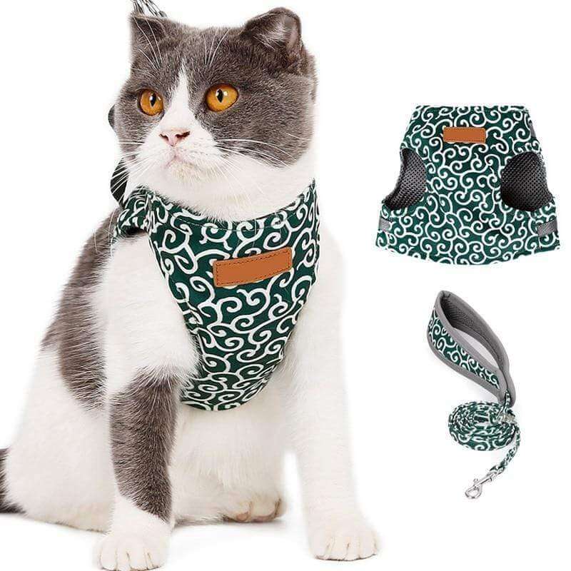 Adjustable Cat Harness Vest Set with Leash for Safe Outdoor Walks