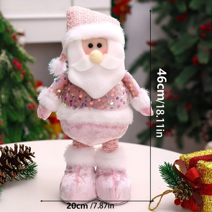 Adjustable Pink Christmas Snowman Figure Holiday Decoration