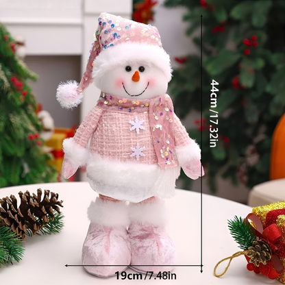 Adjustable Pink Christmas Snowman Figure Holiday Decoration