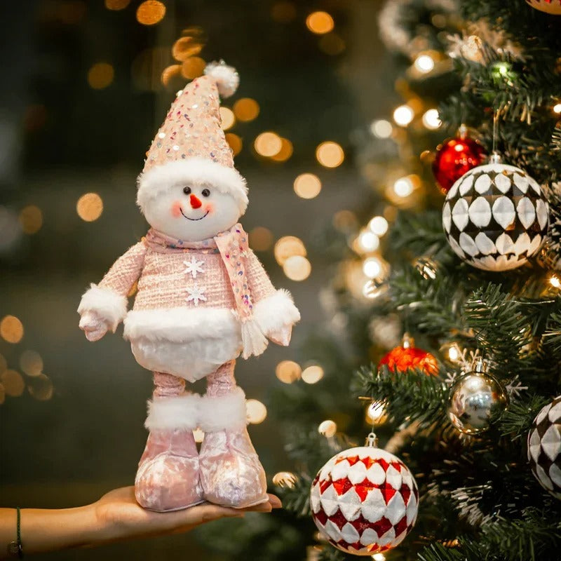 Adjustable Pink Christmas Snowman Figure Holiday Decoration