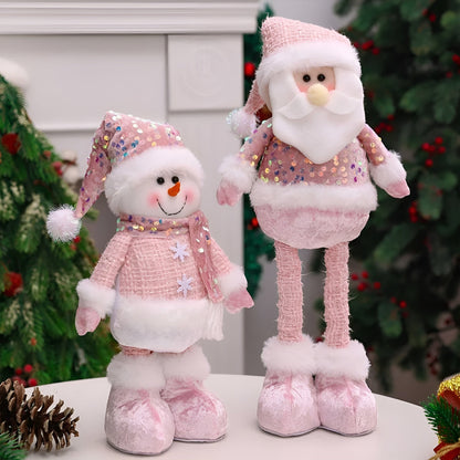 Adjustable Pink Christmas Snowman Figure Holiday Decoration