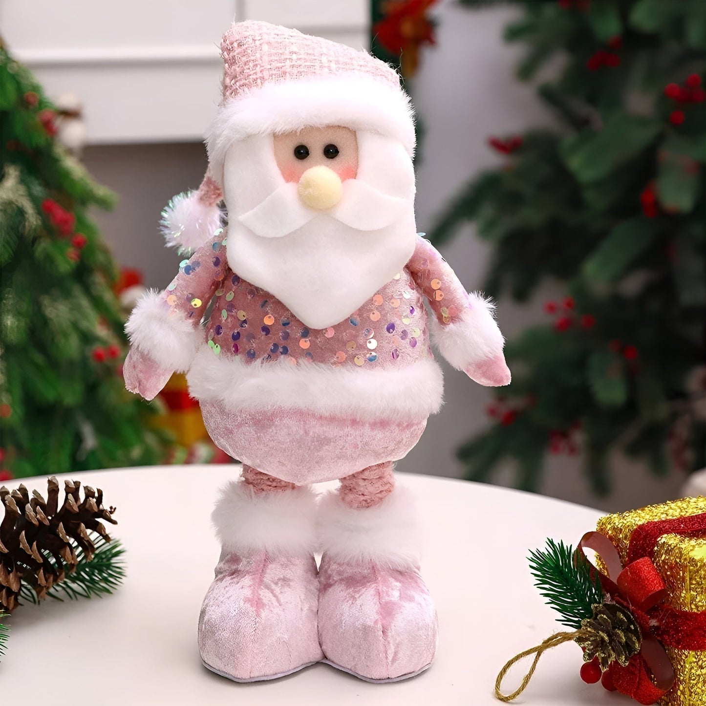 Adjustable Pink Christmas Snowman Figure Holiday Decoration