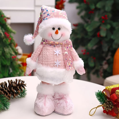 Adjustable Pink Christmas Snowman Figure Holiday Decoration