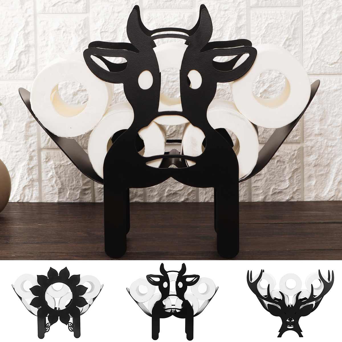 Animal Toilet Roll Holder Wall Mount Bathroom Storage Rack