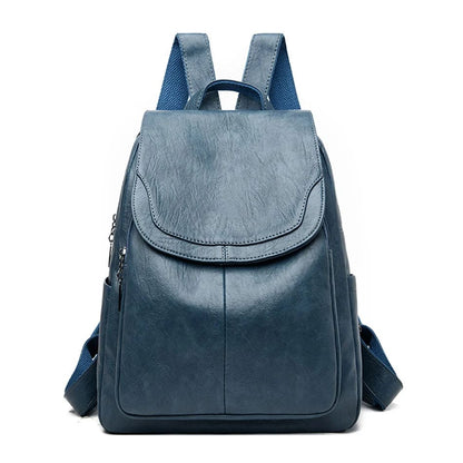 Anti-Theft Leather Backpack Women's Secure Stylish Travel City Daypack