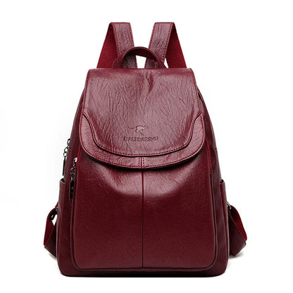 Anti-Theft Leather Backpack Women's Secure Stylish Travel City Daypack