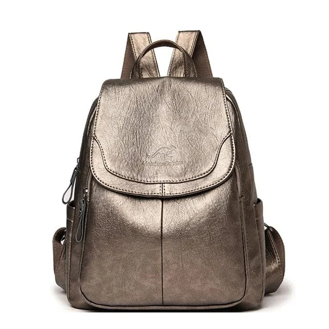 Anti-Theft Leather Backpack Women's Secure Stylish Travel City Daypack
