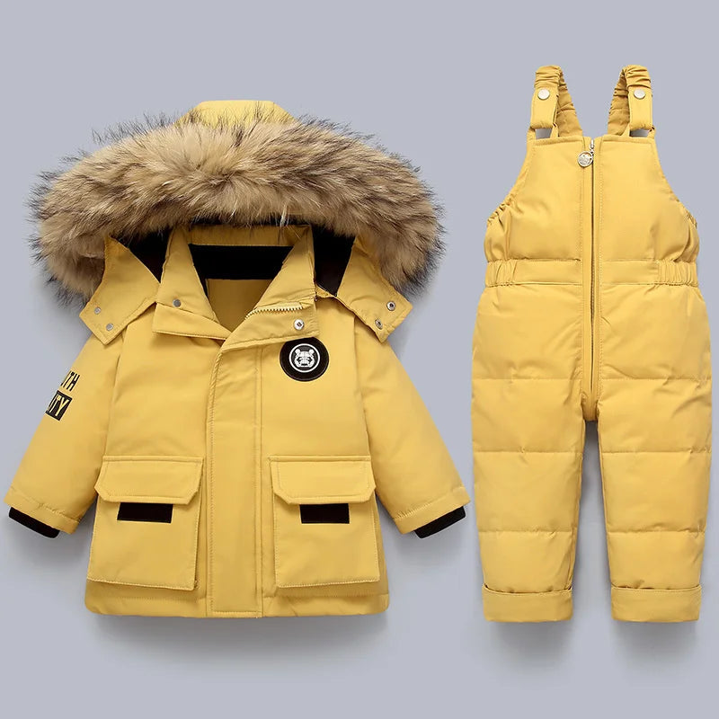 Baby Winter Snowsuit Hooded Warm Padded Jacket Pants Set