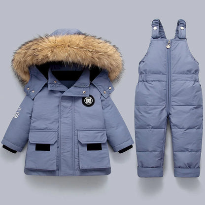 Baby Winter Snowsuit Hooded Warm Padded Jacket Pants Set