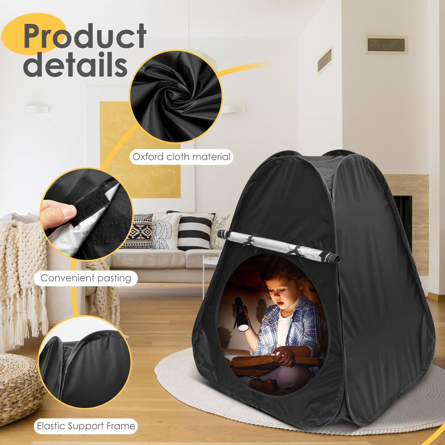 Blackout Sensory Tent Portable Kids Privacy Calm Space Tent