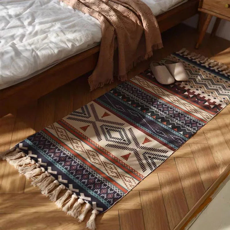 Bohemian Vintage Plaid Area Rug for Living Room