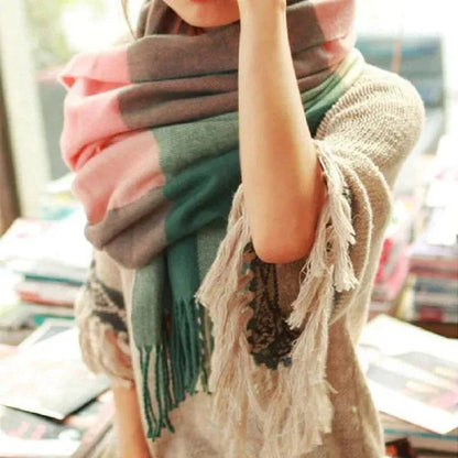 Cashmere Winter Scarf Soft Warm Plaid Womens Fashion Shawl