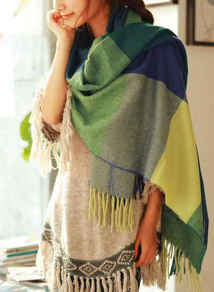 Cashmere Winter Scarf Soft Warm Plaid Womens Fashion Shawl