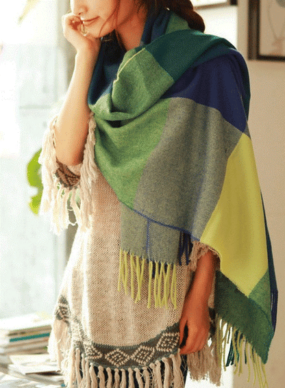 Cashmere Winter Scarf Soft Warm Plaid Womens Fashion Shawl