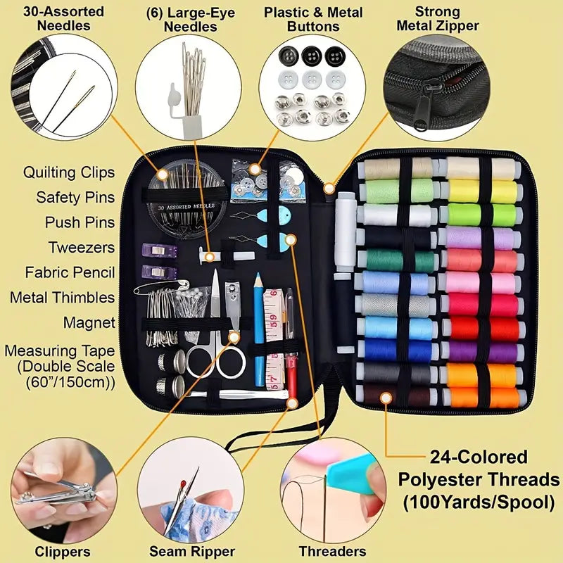 Complete Sewing Kit 98 Pieces Repair Hand Sewing Travel Set