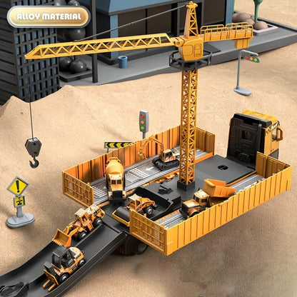 Construction Crane Toy Set Kids Building Vehicles Play Set