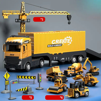 Construction Crane Toy Set Kids Building Vehicles Play Set