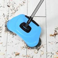 Cordless Manual Floor Sweeper Mechanical Carpet Hardwood Cleaner
