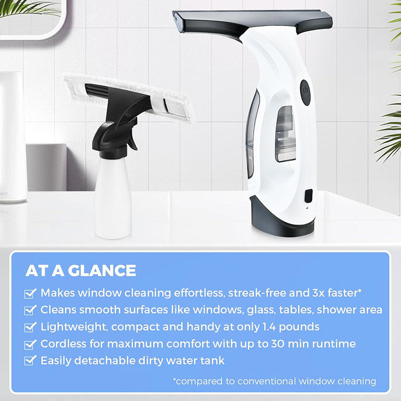 Cordless Window Vacuum Cleaner Rechargeable Glass Cleaning Washer