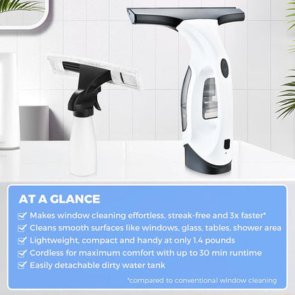 Cordless Window Vacuum Cleaner Rechargeable Glass Cleaning Washer