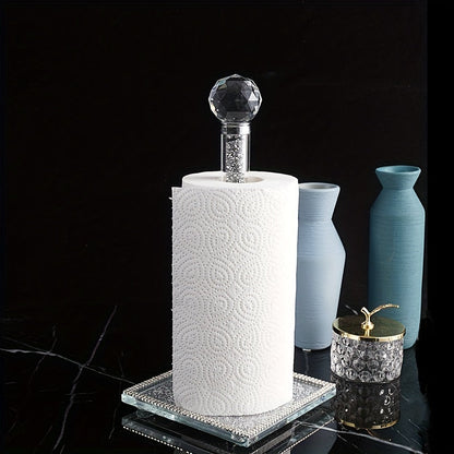 Crystal Kitchen Roll Holder Gold Decorative Counter Stand