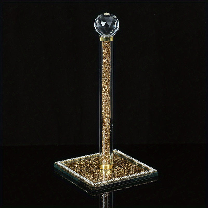 Crystal Kitchen Roll Holder Gold Decorative Counter Stand