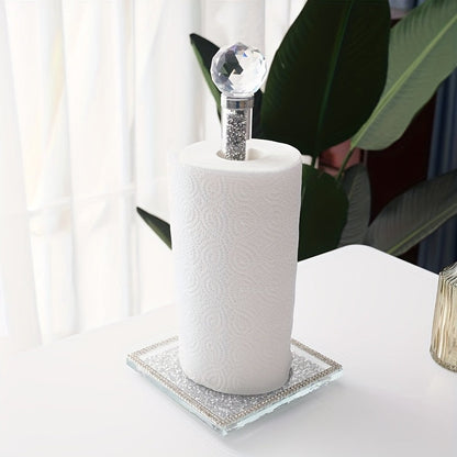 Crystal Kitchen Roll Holder Gold Decorative Counter Stand