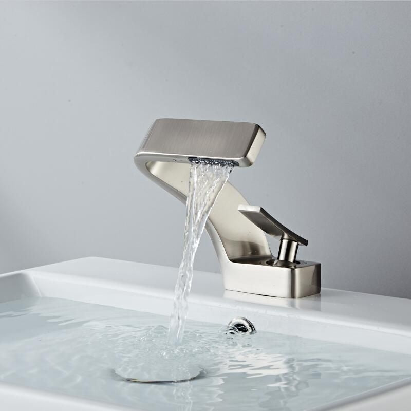 Curved Bathroom Sink Faucet Single Handle Modern Basin Mixer Tap