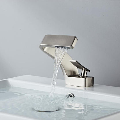 Curved Bathroom Sink Faucet Single Handle Modern Basin Mixer Tap