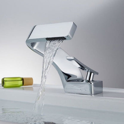Curved Bathroom Sink Faucet Single Handle Modern Basin Mixer Tap