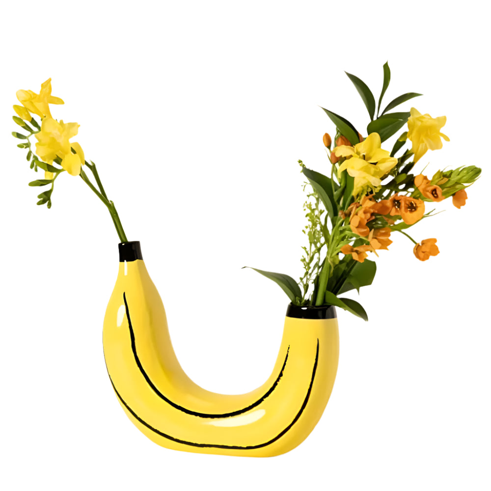 Decorative Banana Shaped Vase Curved Sculptural Silhouette