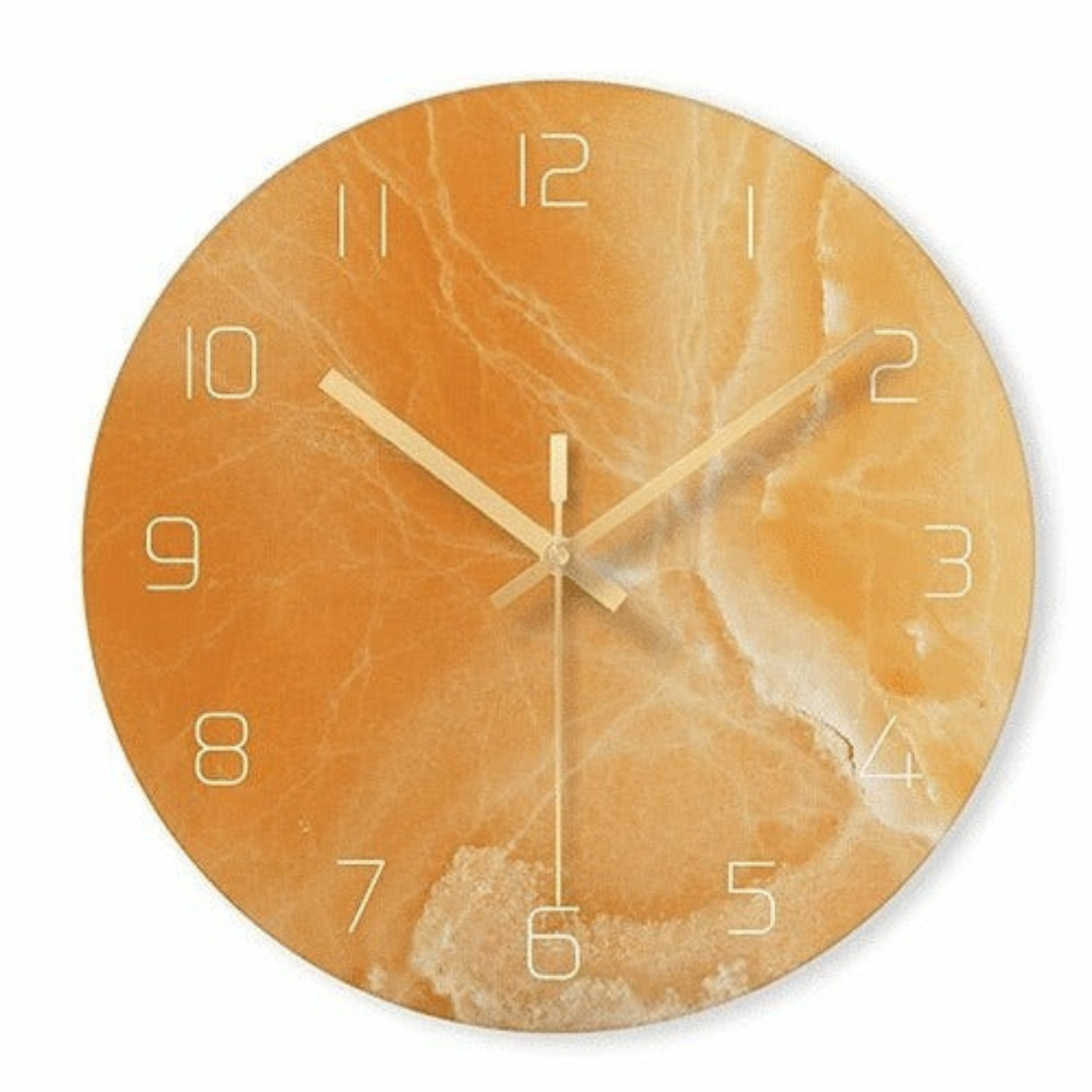 Decorative Marble Effect Wall Clock Silent Modern Round Design