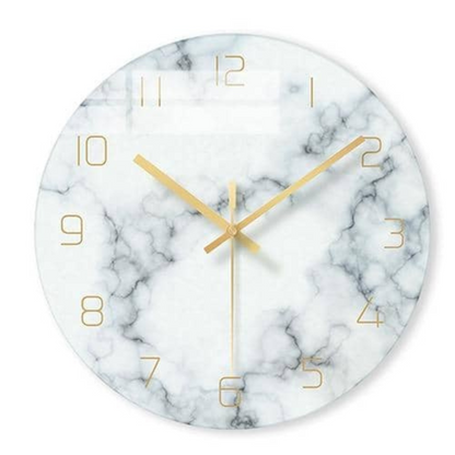 Decorative Marble Effect Wall Clock Silent Modern Round Design