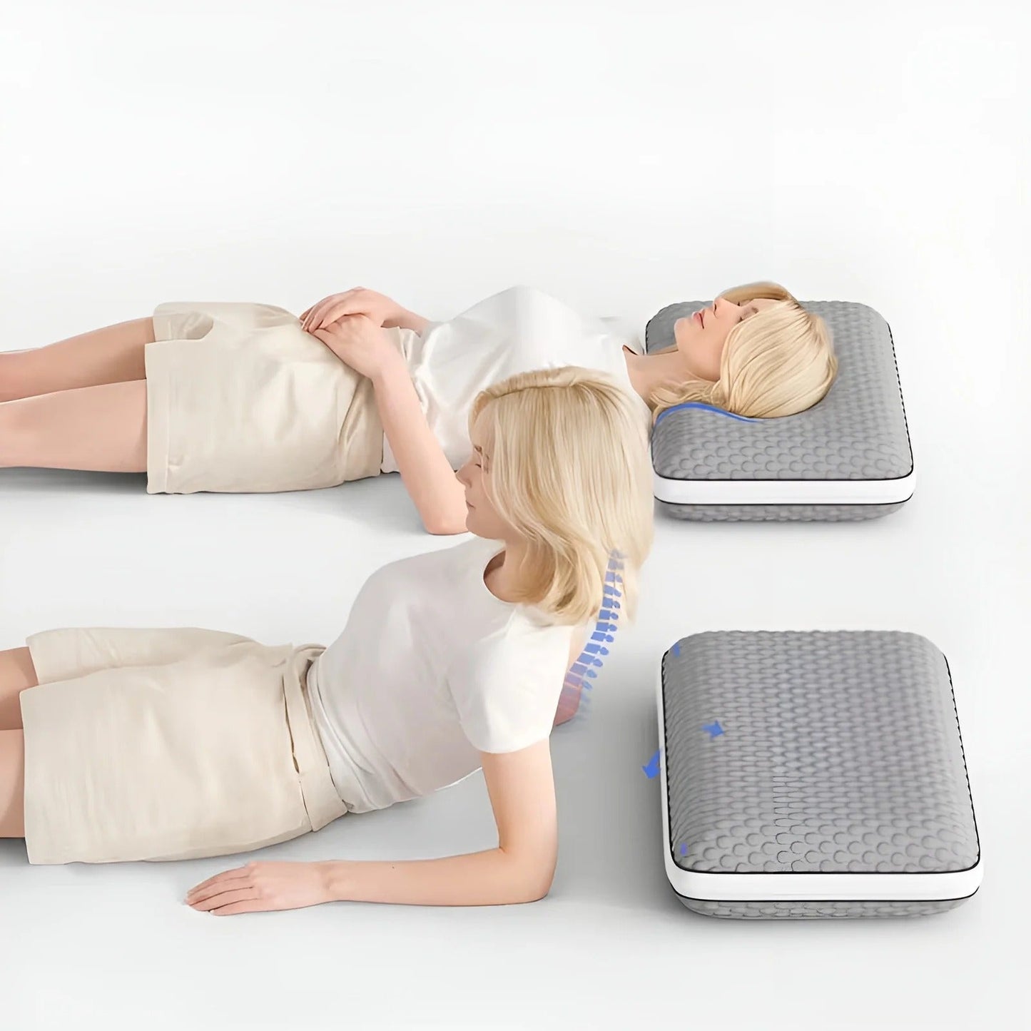 Double Sided Ergonomic Sleep Pillow Cooling Neck Support Cushion