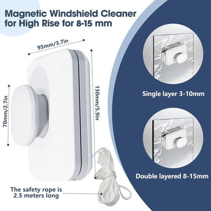Double-Sided Magnetic Window Cleaner with Safety Rope for Streak-Free Glass