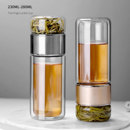 Double Wall Glass Tea Infuser Bottle Borosilicate Large Capacity Leakproof Travel Tea Bottle